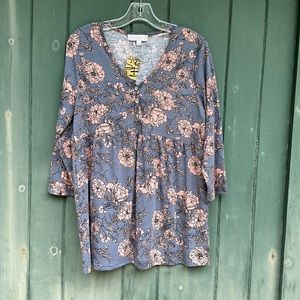 Adorable Baby Doll 3/4 sleeve tunic by Suzanne Betro Sz L NWT